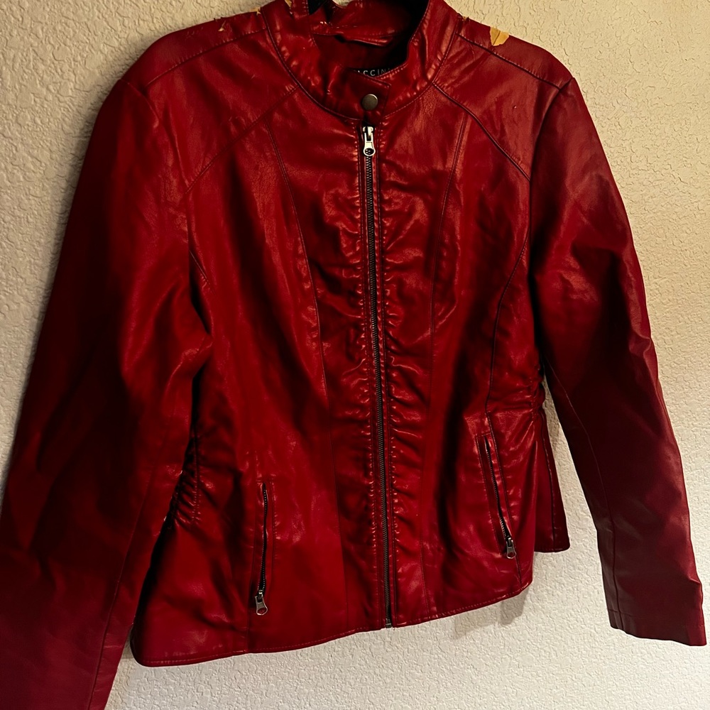 Baccini Vegan Red leather jacket - Picture 10 of 14